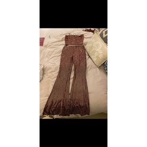 NYE Sequins Matching Set - Flare Pants & Crop Top